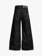Square Studded Panelled Baggy Jeans