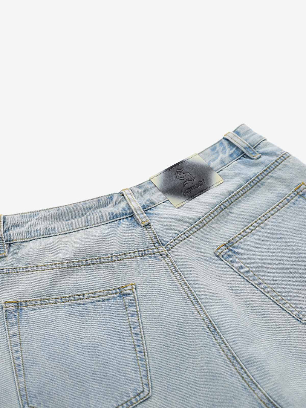 Faux Two-Piece Ripped Denim Shorts