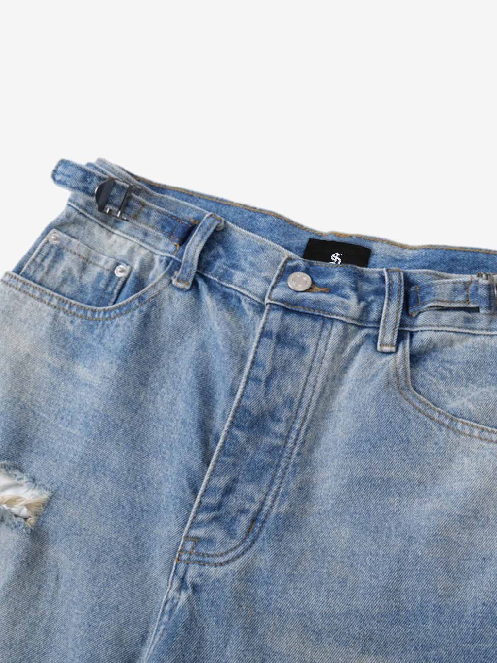 Retro Ripped Wide Leg Jeans