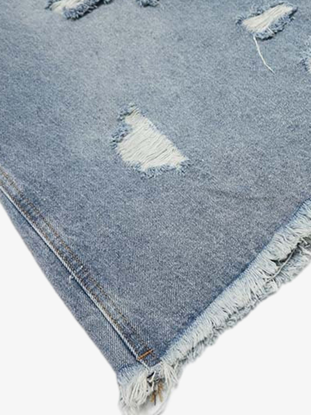 Distressed Light Wash Denim Shorts - 2639