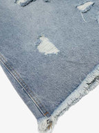 Distressed Light Wash Denim Shorts - 2639