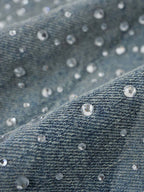 Rhinestone Wave Denim Bermuda Shorts