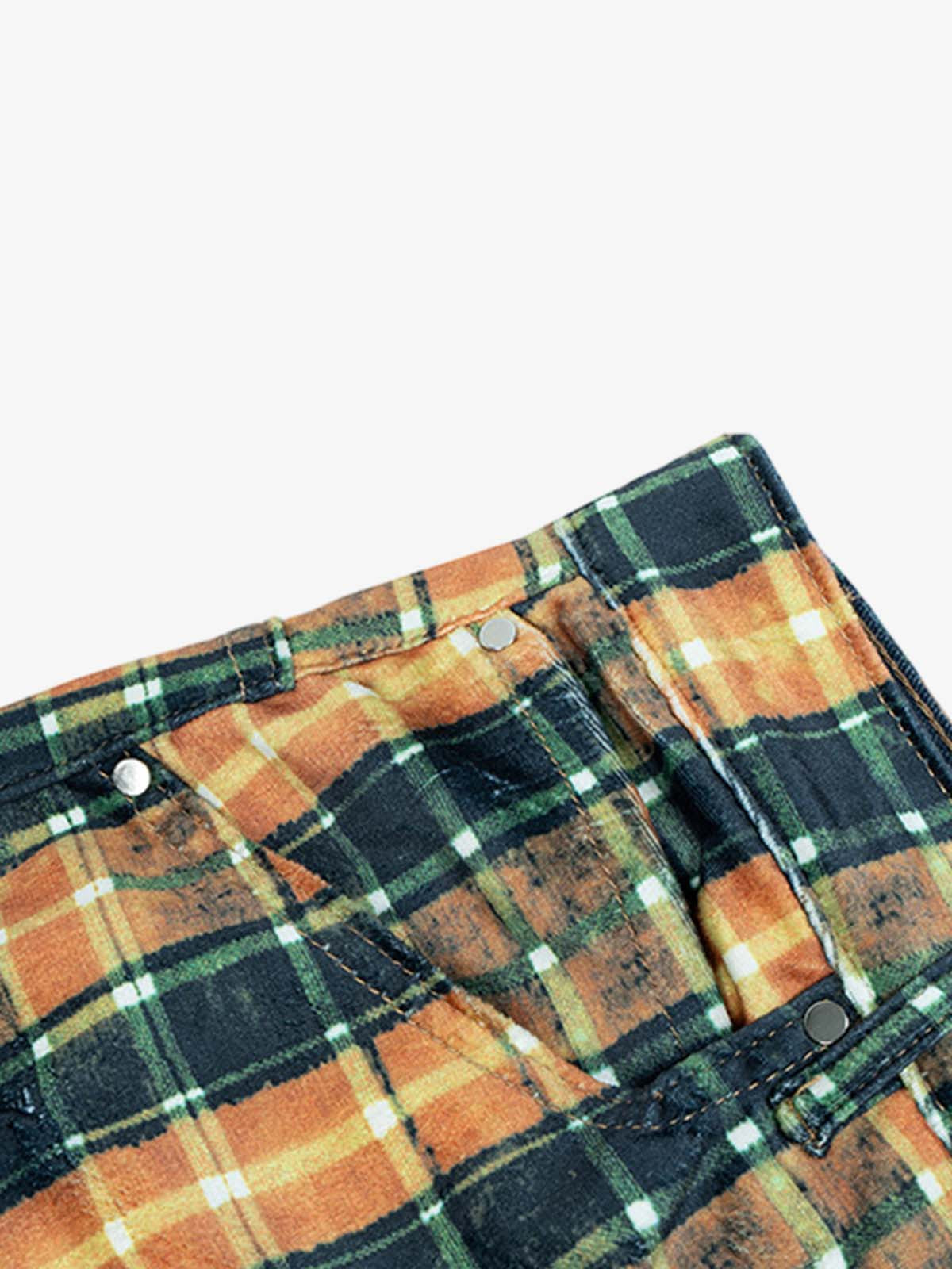 Plaid Relaxed Fit Jeans