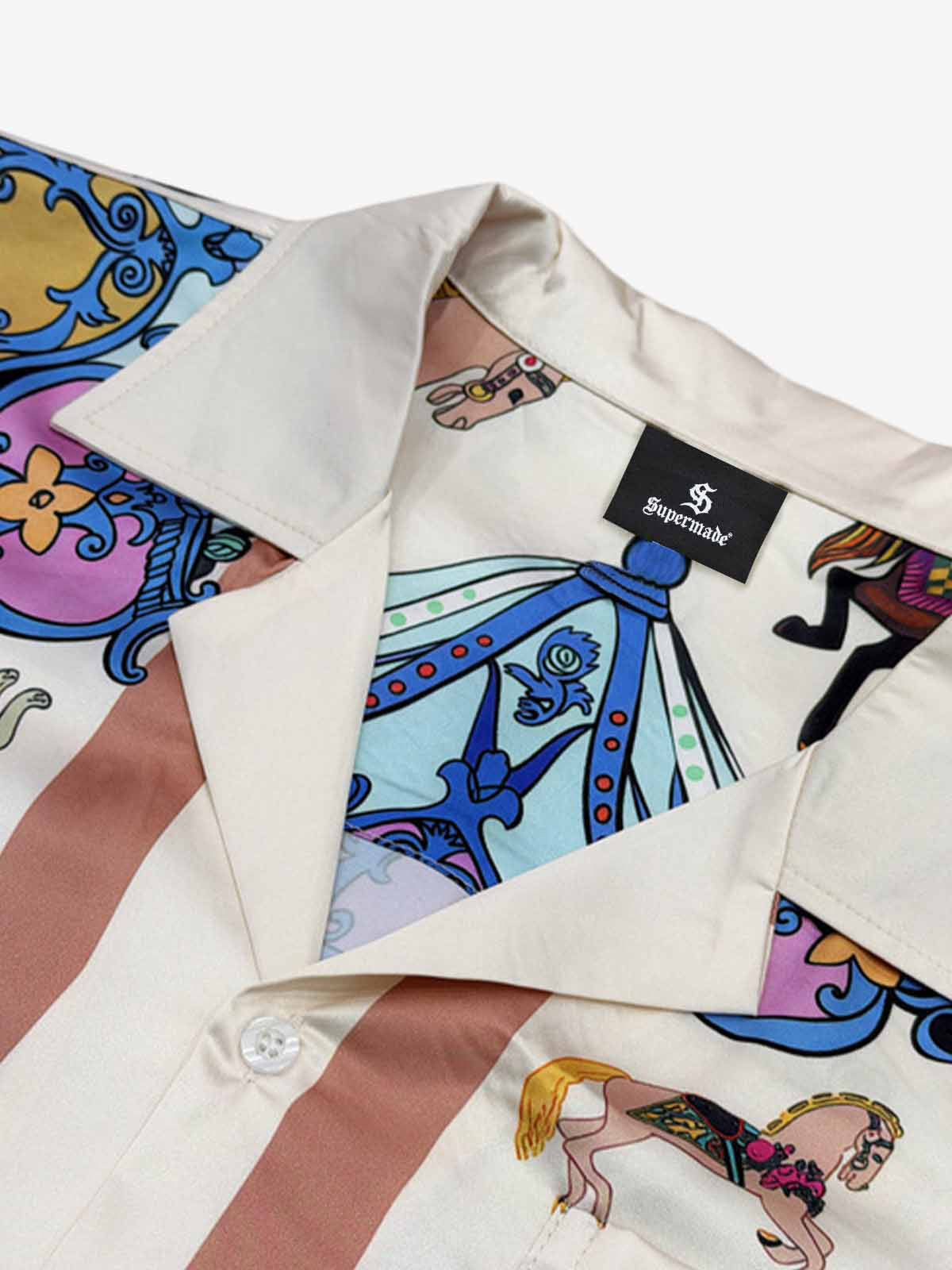Carousel Park Satin Camp Collar Boxy Shirt