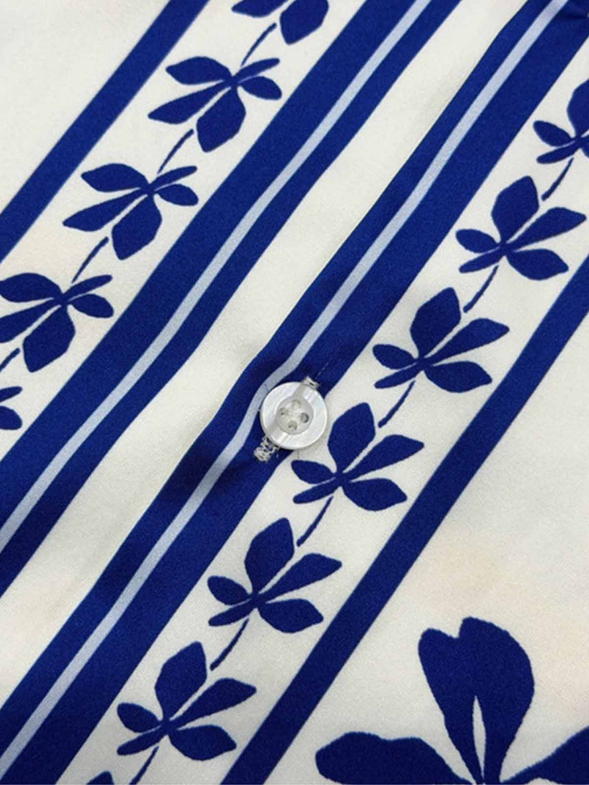 Porcelain Pattern Camp Collar Boxy Shirt