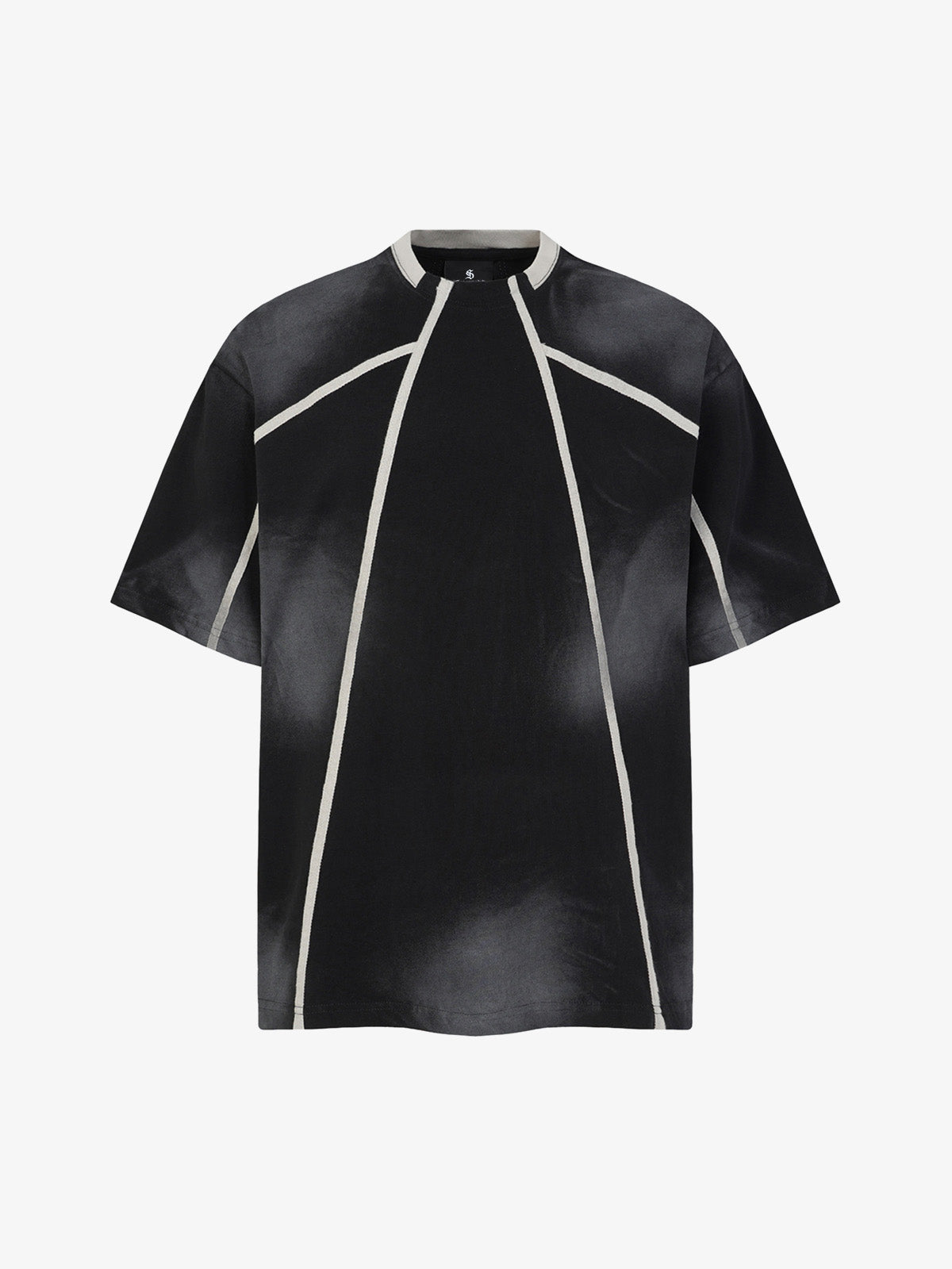 Black Raglan Sleeve T-Shirt with Herringbone Tape Detail