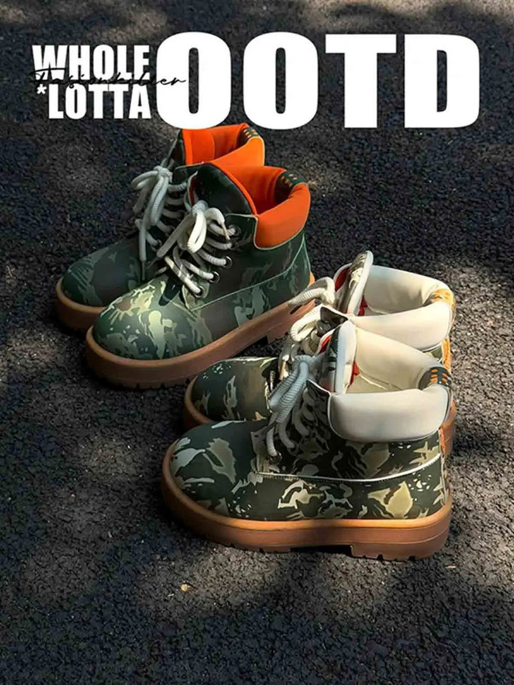 Camo Print Lace Up Chunky Ankle Boots - 2597