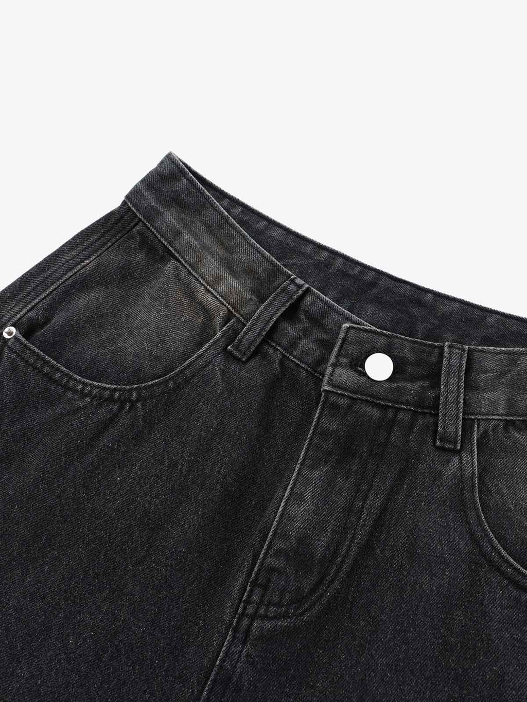 3D Curved Panel Stacked Wide-Leg Denim Jeans