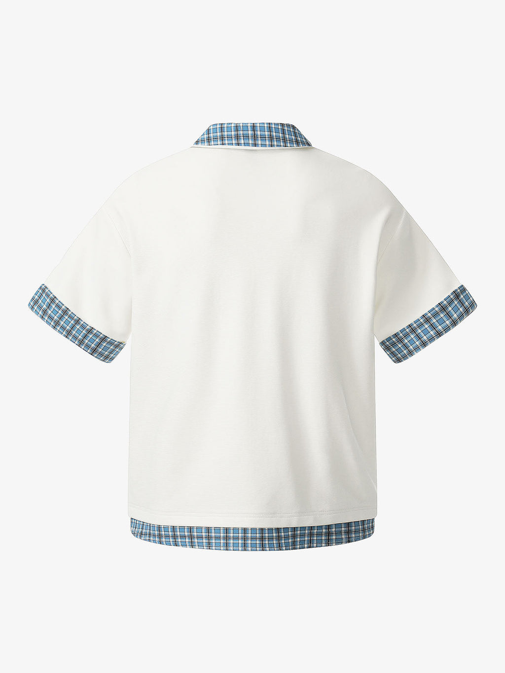 Pique Cotton Polo Shirt with Plaid Contrast Collar & Cuffs