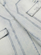 Distressed Denim Cargo Shorts