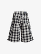 Star Print Plaid Shirt with Tulle Trim