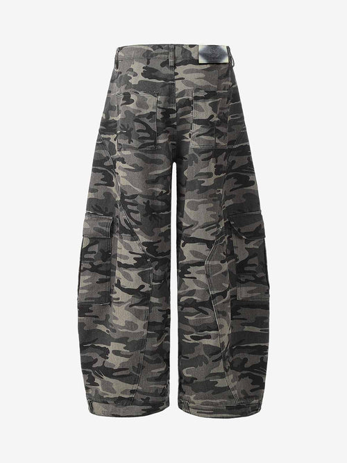 Camouflage Printed Curved Denim Jeans