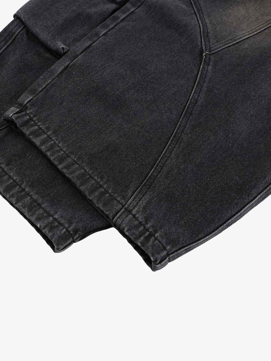 3D Curved Panel Stacked Wide-Leg Denim Jeans