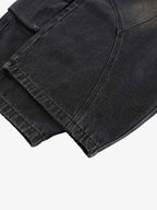 3D Curved Panel Stacked Wide-Leg Denim Jeans