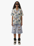 French Peacock Manor Camp Collar Boxy Shirt