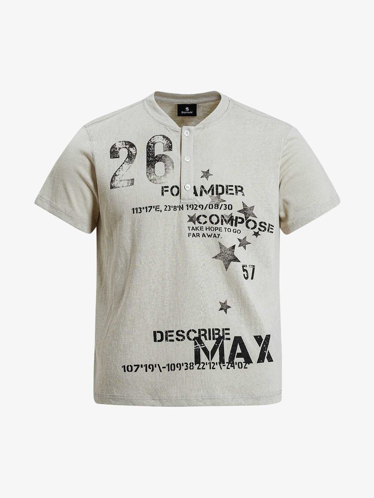 Vintage Coordinate Graphic Henley T-Shirt