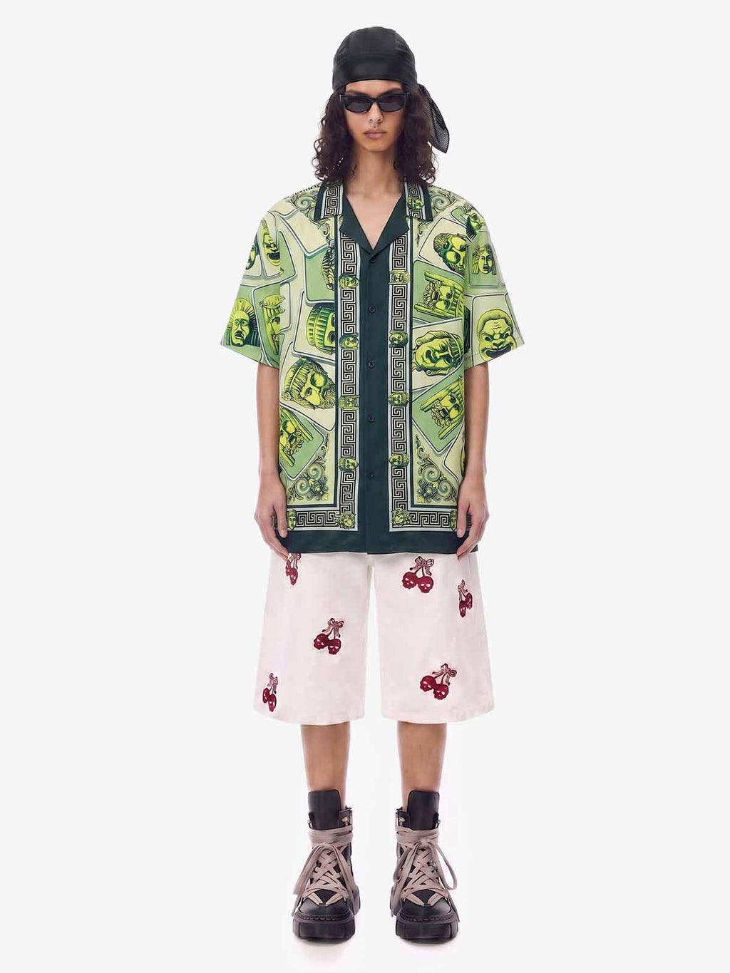 Baroque Pattern Statue Camp Collar Boxy Shirt