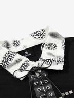 Cotton Polo Shirt with Leopard Print Collar & Cuff Detail