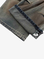 Gradient Sandwash Detachable Tie Baggy Jeans