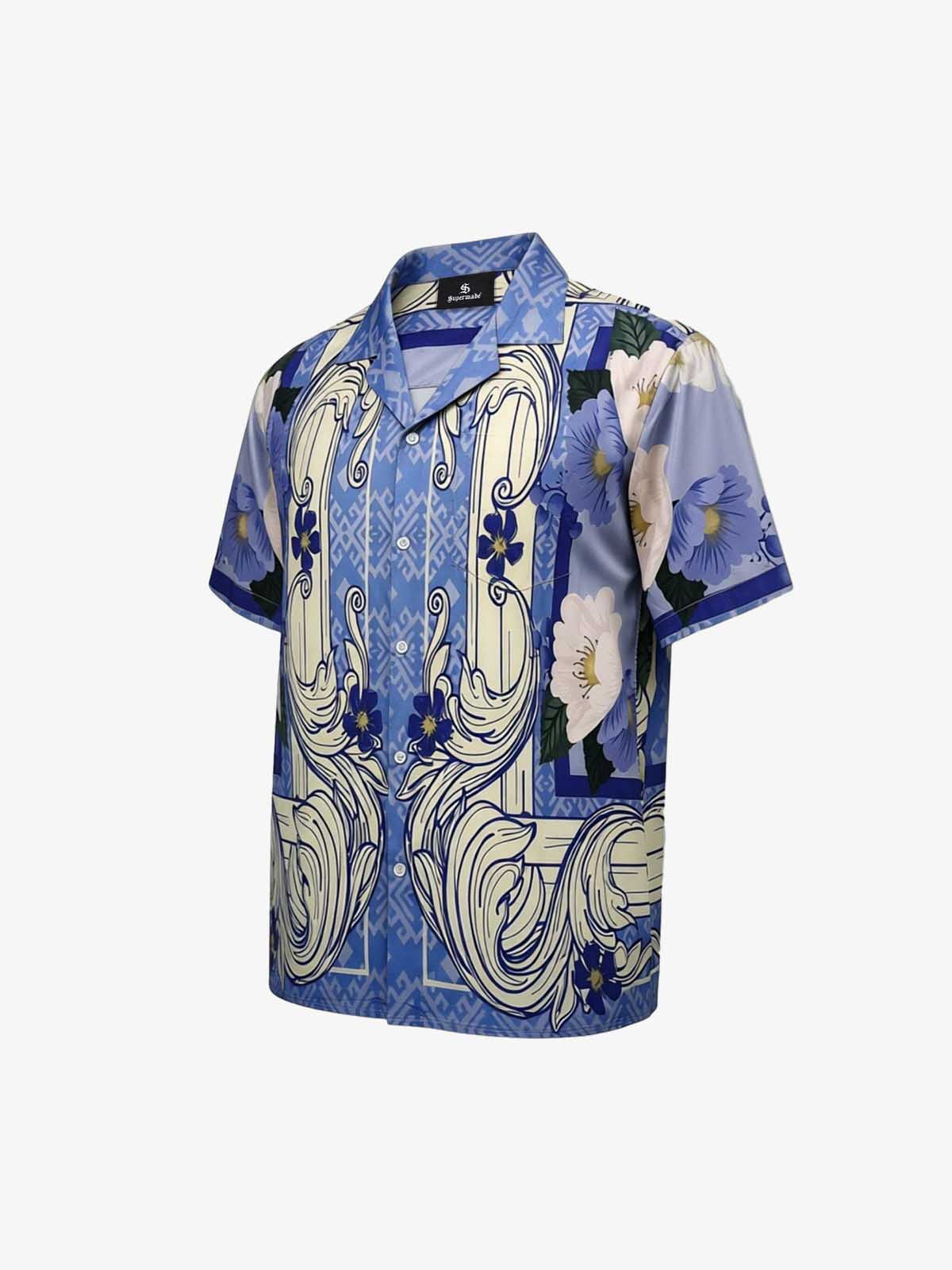 Vintage Baroque Floral Camp Collar Boxy Shirt
