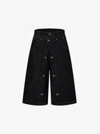 Double-Waisted Multi-Button Denim Jorts