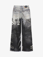 Punk-Style Baggy Wide-Leg Jeans