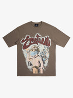 Retro Blindfold Angel Rhinestone Letter Graphic T-Shirt