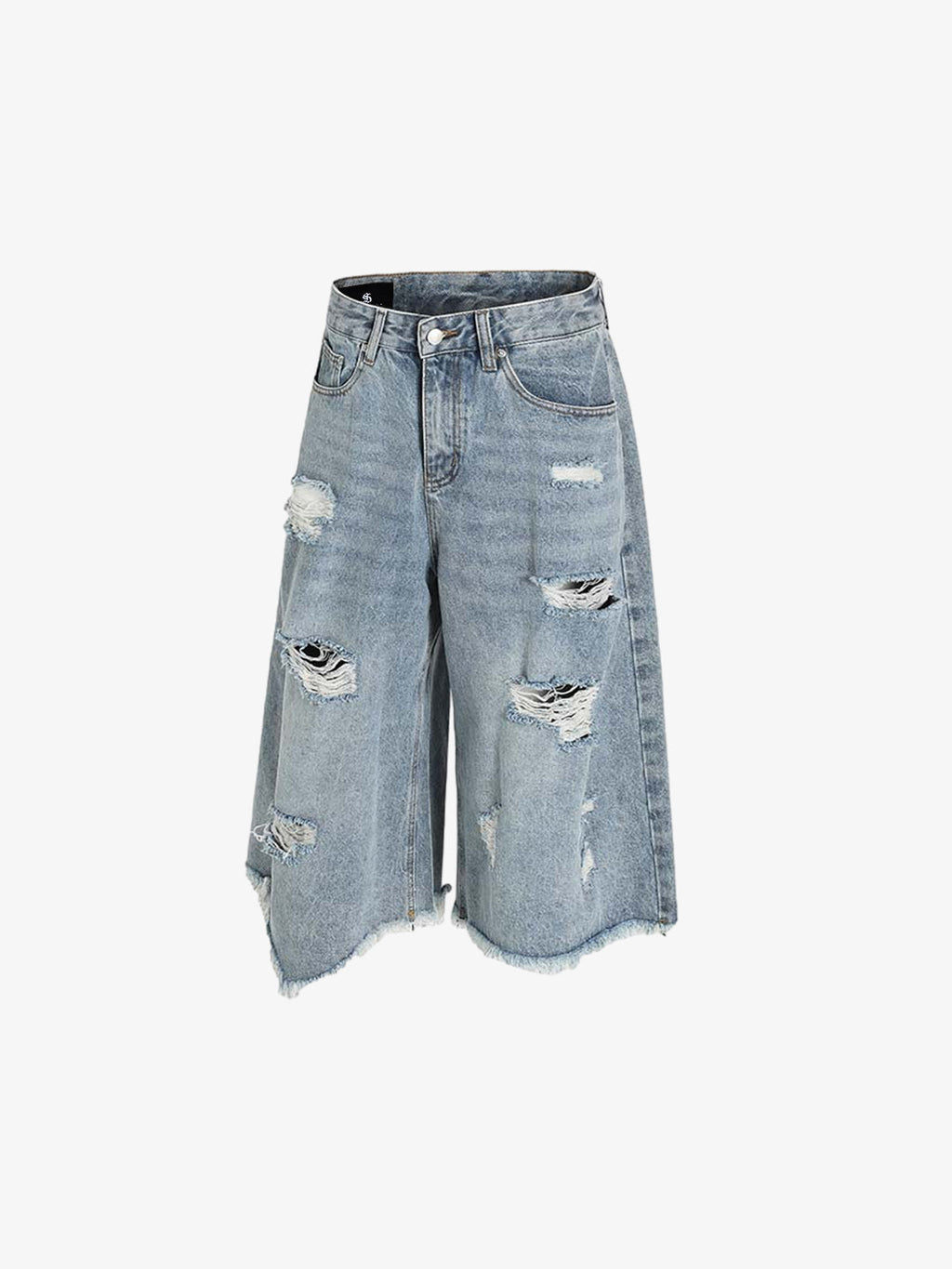 Distressed Light Wash Denim Shorts - 2639