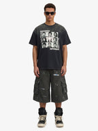 Vintage Distressed Multi Pocket Wide Leg Cargo Shorts