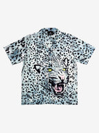 Vintage 3D Leopard Head Camp Collar Boxy Shirt