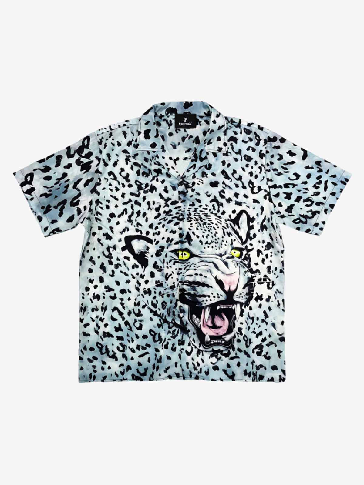 Vintage 3D Leopard Head Camp Collar Boxy Shirt