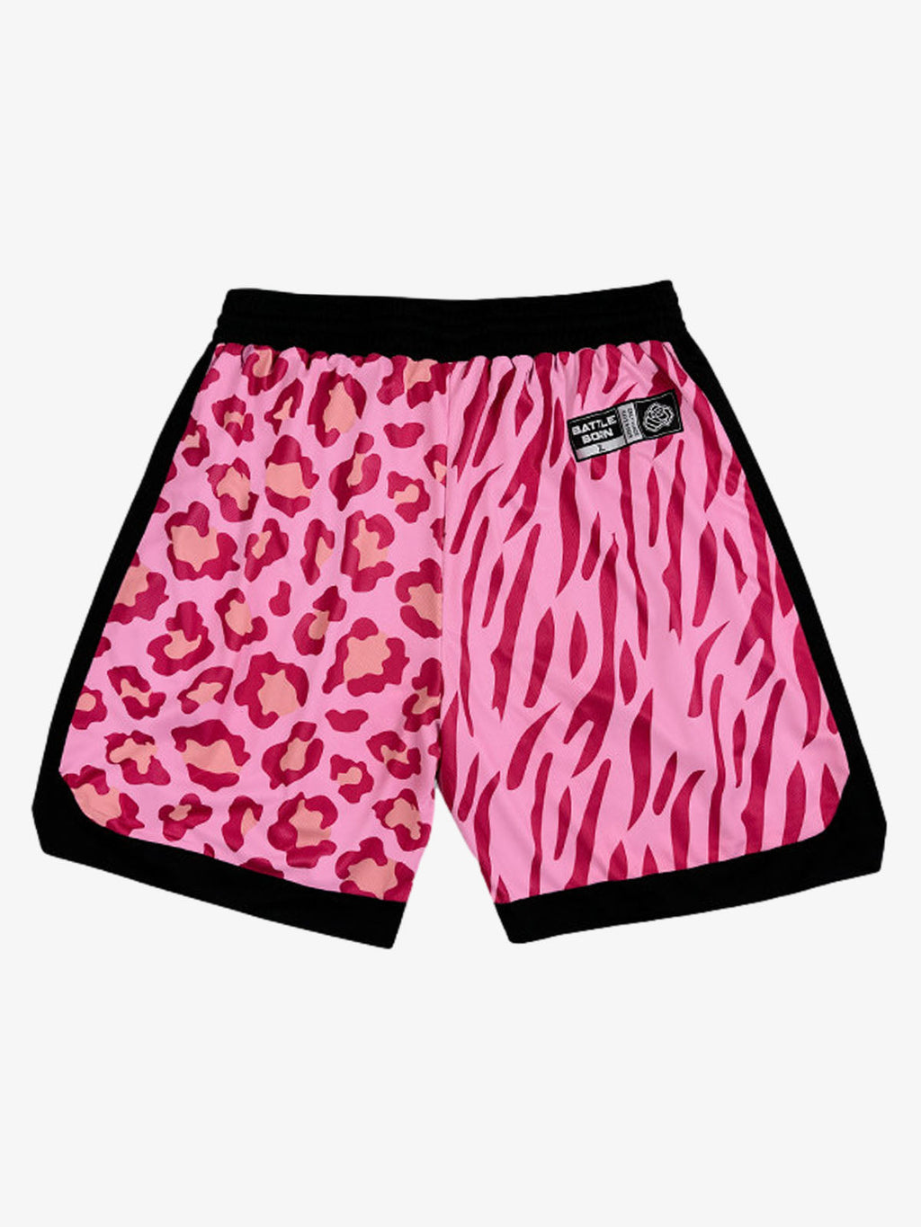 Moisture-Wicking Split Leopard Mixed Sport Shorts