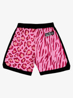 Moisture-Wicking Split Leopard Mixed Sport Shorts
