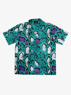 Green Purple Snakeskin Camp Collar Boxy Shirt