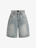 Splatter Washed Denim Shorts
