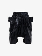 Glossy Faux Leather Cargo Shorts