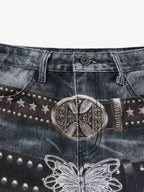 Butterfly Illusion Graphic Print Baggy Jeans