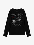 Supermade Industrial Text Print Long Sleeve Henley T-Shirt