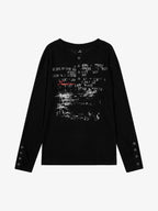 Supermade Industrial Text Print Long Sleeve Henley T-Shirt