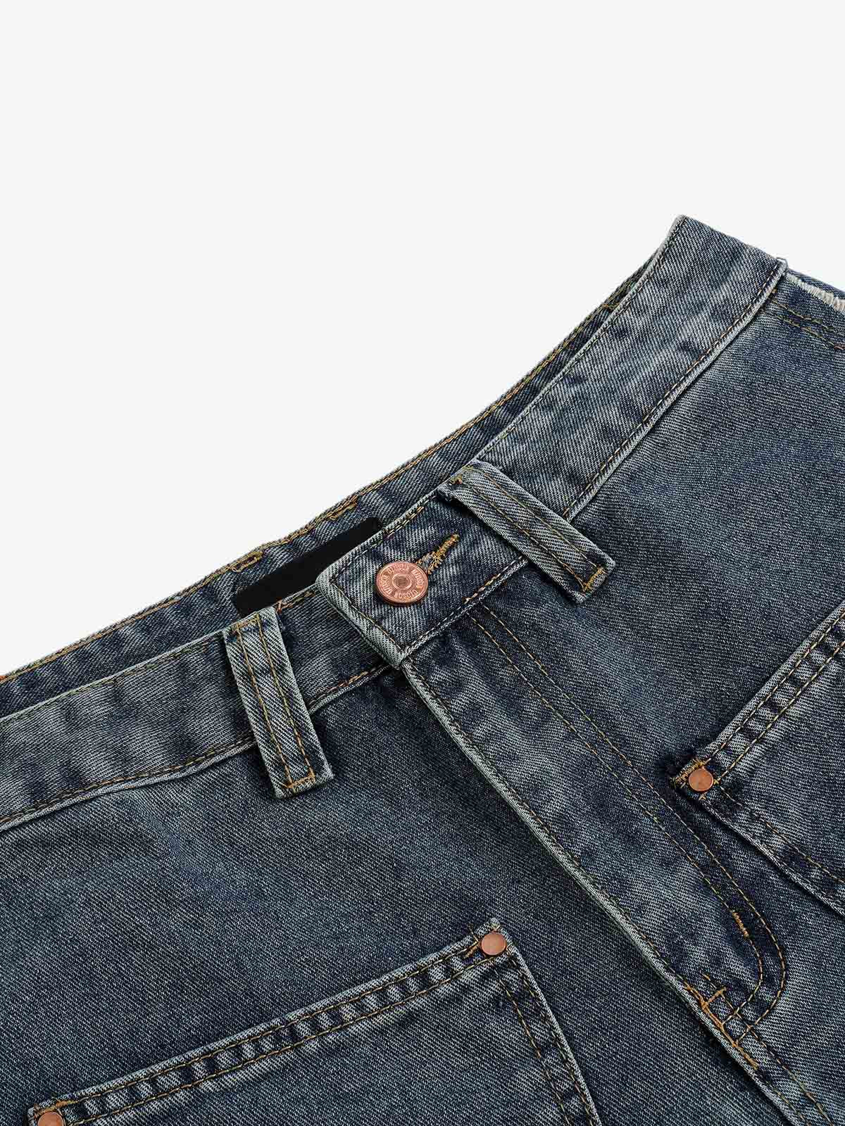 Frayed Layered Paneled Denim Jorts