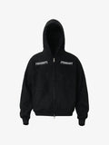 Vintage Suede Letter Embroidered Cropped Zip Up Hoodie