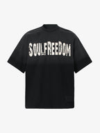 Distressed Gradient Letter Print Crew Neck T-shirt