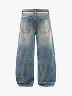Retro Ink-Splashed Ripped Jeans