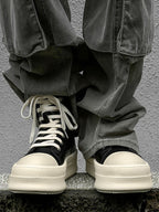 Rubber Sole High-Top Side Zipper Platform Sneakers - 2273
