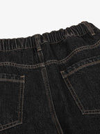 Patchwork Plaid Pleated Baggy Barrel Jeans - 2334