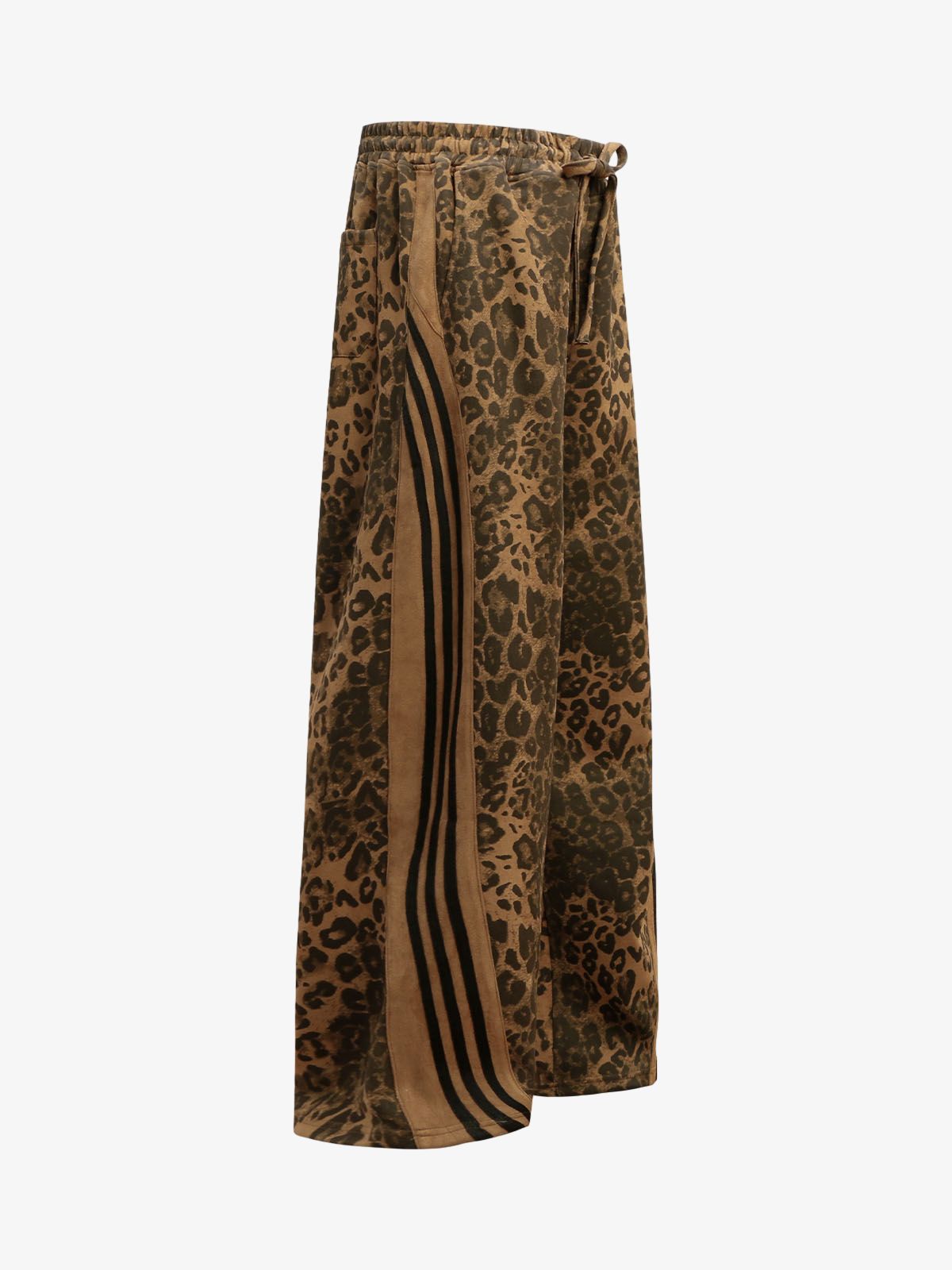 French Terry Cheetah Print Suede Tracksuit - 2277
