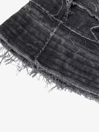 Distressed Denim Raw Edge Destroyed Bucket Hat