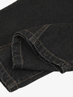 Patchwork Plaid Pleated Baggy Barrel Jeans - 2334