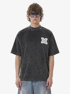 Embroidered Neckline Oversized T-Shirt