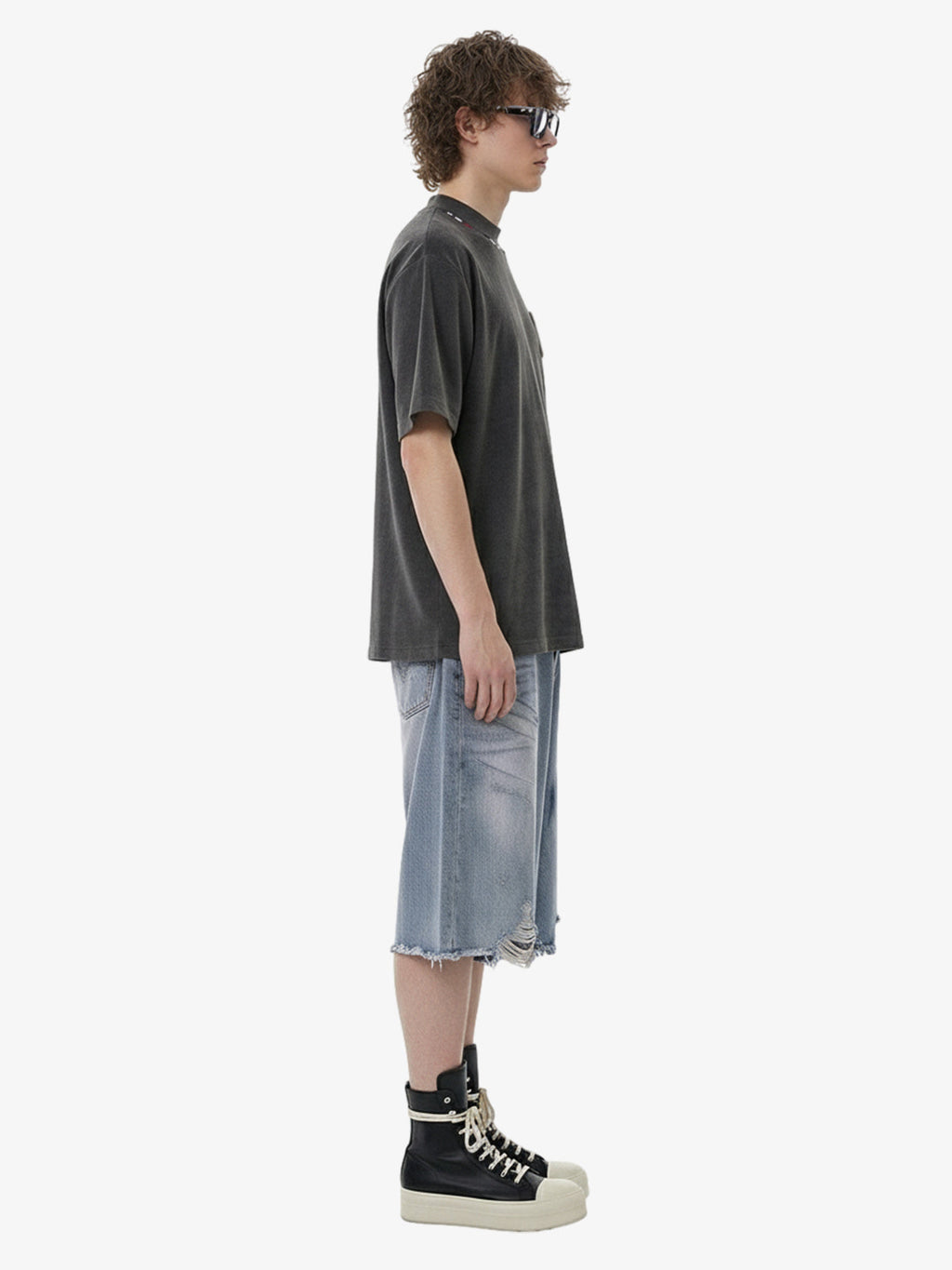 Embroidered Neckline Oversized T-Shirt